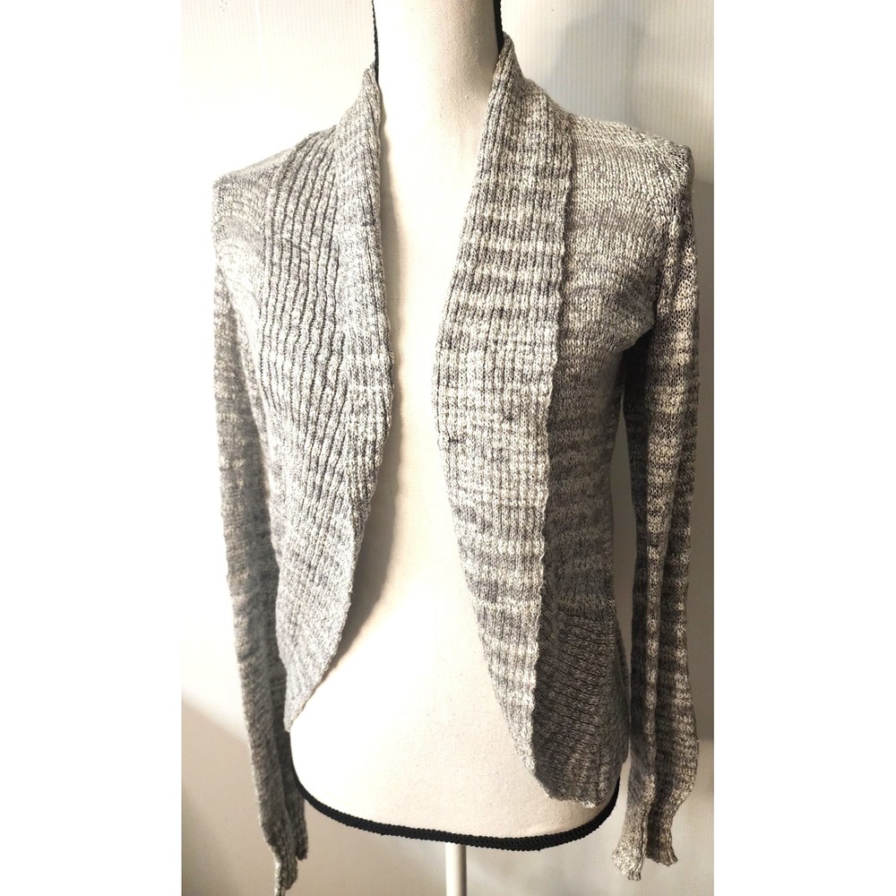 JJ Basics Women's Knit Cardigan Sweater Marled‎ Gray Cotton Blend   Large